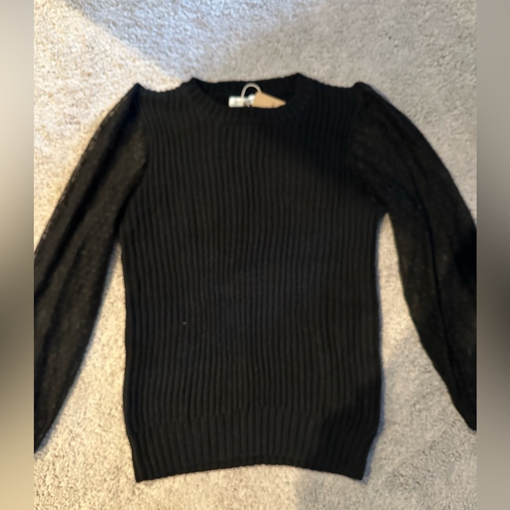 Black Sheer Sleeves Jumper